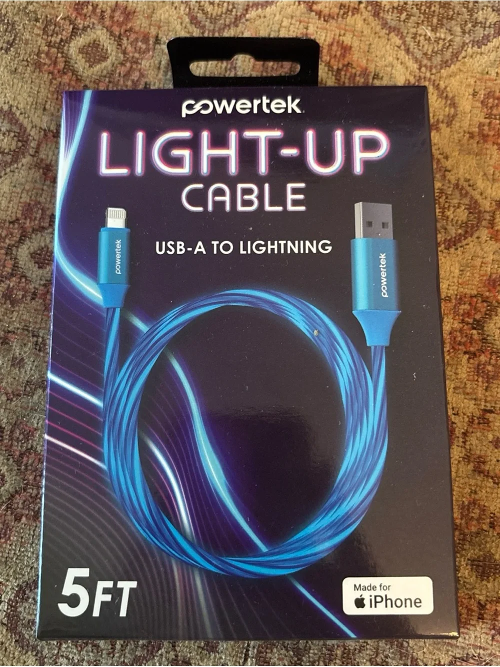 Light-Up USB-A to Lightning Cable - Blue (5 ft)